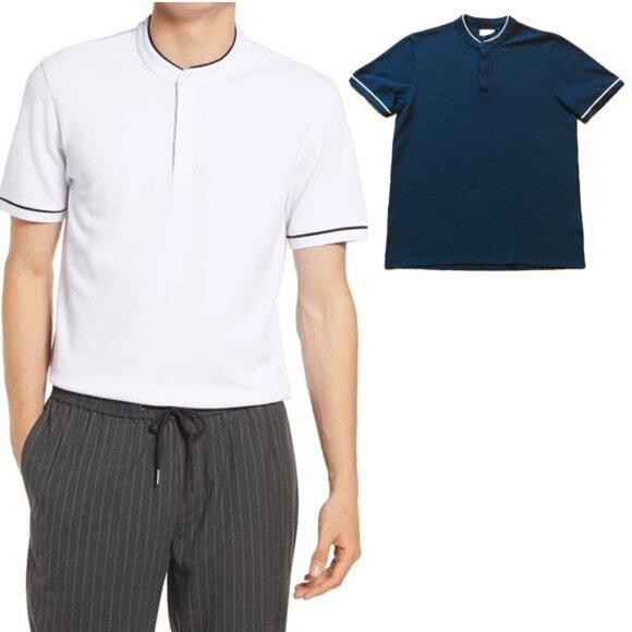 OPEN EDIT Band Collar Polo in White at Nordstrom, Mens Shirt Size L - Picture 1 of 5